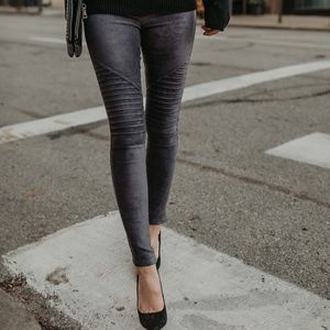 Aged black moto style pant